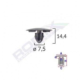 CLEMA CAPAC MOTOR PENTRU LEXUS/TOYOTA 7.5X14.4MM - NEGRU SET 10 BUC