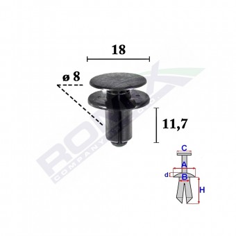 CLIPS FIXARE BARA PROTECTIE PENTRU KIA RIO 8X11.7MM SET 10 BUC
