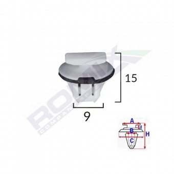 CLIPS FIXARE BARA PROTECTIE PENTRU NISSAN 9X15MM ALB SET 5 BUC