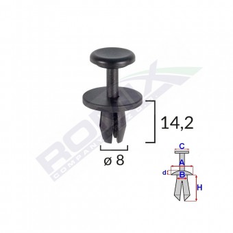CLIPS FIXARE ELEMENTE EXTERIOARE PENTRU CITROEN/PEUGEOT 8X14.2MM - NEGRU SET 10 BUC