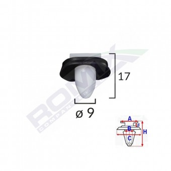 CLIPS FIXARE ELEMENTE EXTERIOARE PENTRU CITROEN/PEUGEOT/FIAT 9X17MM - ALB SET 10 BUC