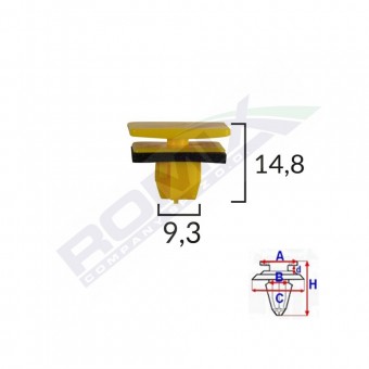 CLIPS FIXARE ELEMENTE EXTERIOARE PENTRU HYUNDAI 9.3X14.8MM - GALBEN SET 10 BUC