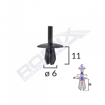 CLIPS FIXARE ELEMENTE EXTERIOARE PENTRU OPEL/MERCEDES/RENAULT - NEGRU SET 10 BUC