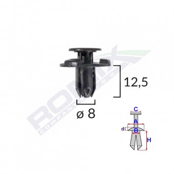 CLIPS FIXARE ELEMENTE EXTERIOR PENTRU NISSAN, SUBARU 8X12.5MM NEGRU SET 10BUC