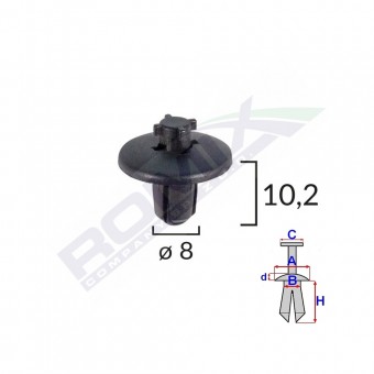 CLIPS FIXARE ELEMENTE ROATA PENTRU CITROEN/PEUGEOT 8X10.2 - NEGRU SET 10 BUC