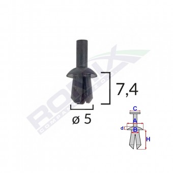 CLIPS FIXARE PENTRU AUDI/VW 5X7.4MM - NEGRU SET 25 BUC