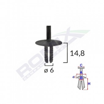 CLIPS FIXARE PENTRU BMW 6X14.8MM - NEGRU SET 10 BUC