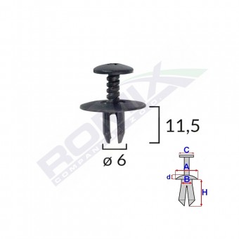 CLIPS FIXARE PENTRU BMW MINI 6X11.5MM - NEGRU SET 10 BUC