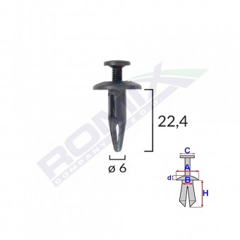 CLIPS FIXARE PENTRU BMW/GM 6X22.4MM - NEGRU SET 10 BUC