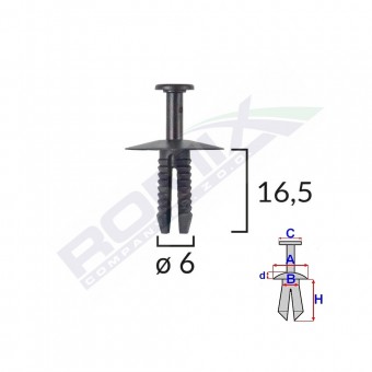 CLIPS FIXARE PENTRU BMW/MINI/OPEL 6X16.5MM - NEGRU SET 10 BUC