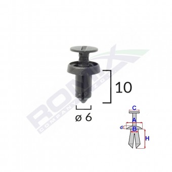 CLIPS FIXARE PENTRU DACIA RENAULT 6X10MM - NEGRU SET 10 BUC