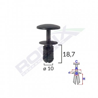 CLIPS FIXARE PENTRU FORD - 10X18.7MM - NEGRU SET 10 BUC