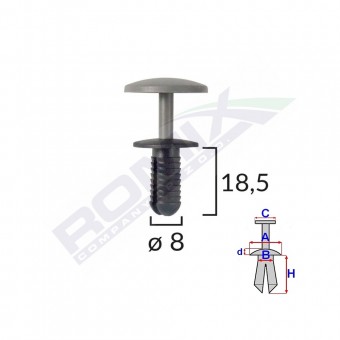 CLIPS FIXARE PENTRU FORD - 8X18.5MM - NEGRU SET 10 BUC