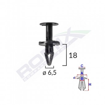 CLIPS FIXARE PENTRU FORD, OPEL 6.5X18MM NEGRU SET 10BUC