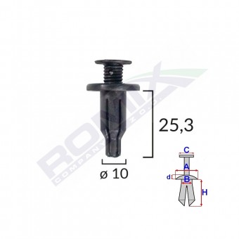 CLIPS FIXARE PENTRU HONDA/HYUNDAI/LEXUS/TOYOTA/KIA - FIXARE MASCA FATA - NEGRU SET 10 BUC