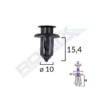 CLIPS FIXARE PENTRU HONDA/MAZDA 10X15.4MM - NEGRU SET 10 BUC