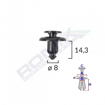 CLIPS FIXARE PENTRU MAZDA/SUBARU 8X14.3MM - NEGRU SET 10 BUC