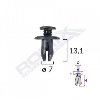 CLIPS FIXARE PENTRU MAZDA/SUZUKI 7X13.1MM - NEGRU SET 10 BUC