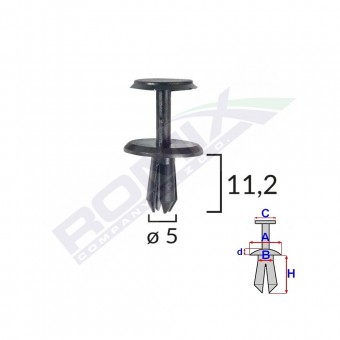 CLIPS FIXARE PENTRU MERCEDES 5X11.2MM - NEGRU SET 10 BUC