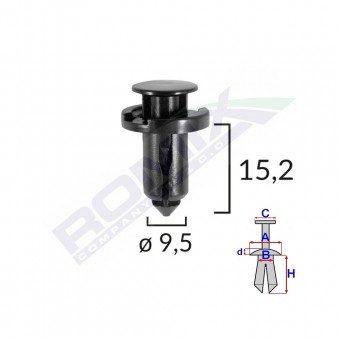 CLIPS FIXARE PENTRU NISSAN/HONDA/SUBARU 9.5X15.2MM - NEGRU SET 10 BUC