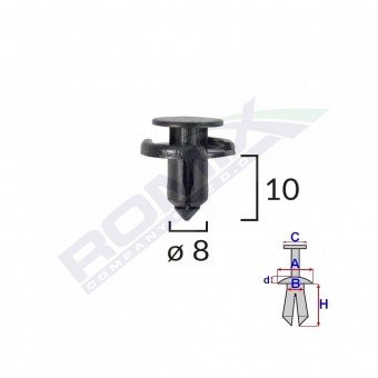 CLIPS FIXARE PENTRU NISSAN/TOYOTA/LEXUS/SUZUKI 8X10MM - NEGRU SET 10 BUC