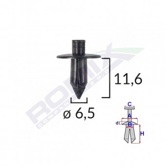 CLIPS FIXARE PENTRU SUZUKI 6.5X11.6MM - NEGRU SET 10 BUC