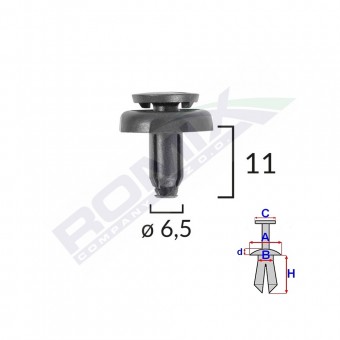 CLIPS FIXARE PENTRU TOYOTA6.5X11MM NEGRU SET 10 BUC