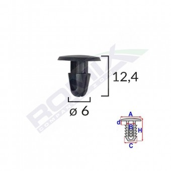 CLIPS FIXARE PENTRU TOYOTA/LEXUS 6X12.4MM - NEGRU SET 10 BUC