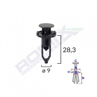 CLIPS FIXARE PENTRU TOYOTA/LEXUS 9X28.3MM - NEGRU SET 10 BUC