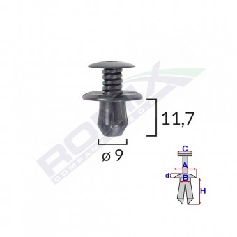 CLIPS FIXARE PENTRU VW 9X11.7MM - NEGRU SET 10 BUC