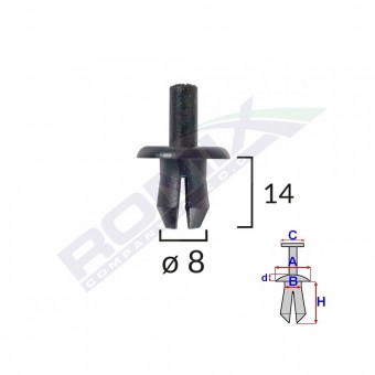 CLIPS FIXARE VOLVO 8X14MM - NEGRU SET 10 BUC