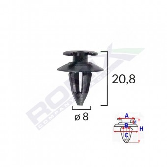 CLIPS TAPITERIE PENTRU AUDI/BMW/SEAT/VW 8X20.8MM - NEGRU SET 10 BUC
