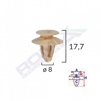 CLIPS TAPITERIE PENTRU AUDI/FORD/SEAT/VW 8X17.7MM - BEJ SET 25 BUC