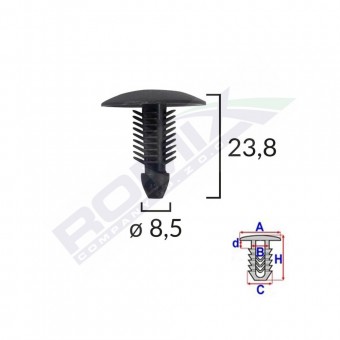 CLIPS TAPITERIE PENTRU CITROEN/FIAT/PEUGEOT - NEGRU SET 10 BUC