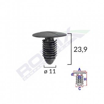 CLIPS TAPITERIE PENTRU GM 11X23.9MM - NEGRU SET 10 BUC