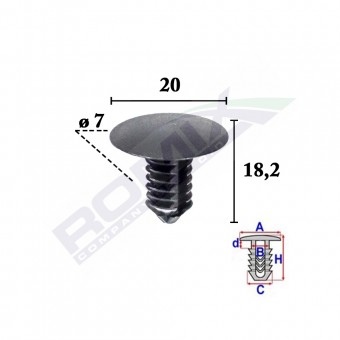 CLIPS TAPITERIE PENTRU GRUP VAG 7X18.2MM NEGRU - SET 10 BUC
