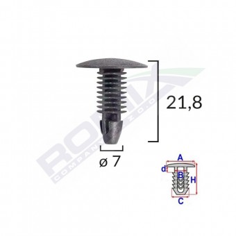 CLIPS TAPITERIE PENTRU HONDA/HYUNDAI/TOYOTA 7X21.8MM - NEGRU SET 10 BUC
