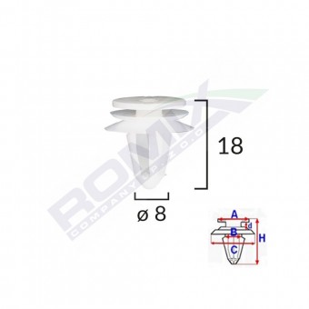 CLIPS TAPITERIE PENTRU SEAT VW 8X18MM - GRI SET 10 BUC