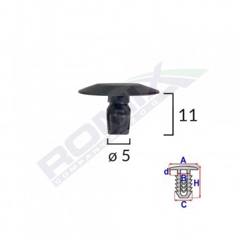 CLIPS TIP GARNITURA PENTRU PEUGEOT 5X11MM - NEGRU SET 10 BUC