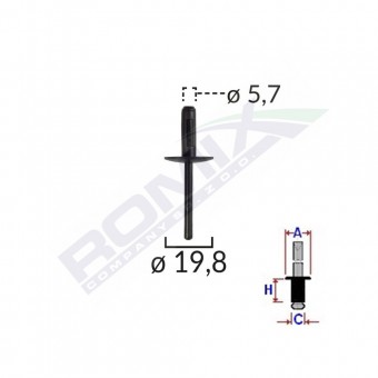 POPNIT PLASTIC UNIVERSAL 5.7X19.8MM - NEGRU SET 10 BUC