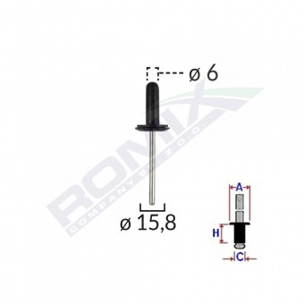 POPNIT UNIVERSAL NEGRU 6MM SET 10 BUC