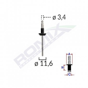 POPNIT VOLVO UNIVERSAL 3.4X11.6MM - METALIC SET 10 BUC