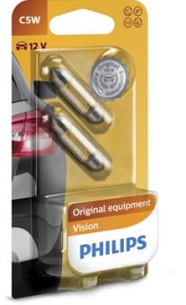 SET 2 BECURI 12V C5W FESTOON VISION BLISTER PHILIPS