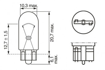 SET 2 BECURI 12V W5W 5W PURE LIGHT (blister) BOSCH