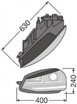 SET 2 FARURI LED PENTRU VW GOLF VII (2012-2016) NEGRU LEDriving XENON / POZITIE HALOGEN LEDHL104-BK OSRAM
