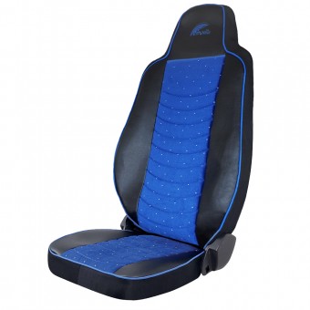 SET HUSE SCAUN TRUCK UMBRELLA PENTRU MAN SERIA TGX 6 PIELE ECOLOGICA NEAGRA + VELVET ALBASTRU (2021-)