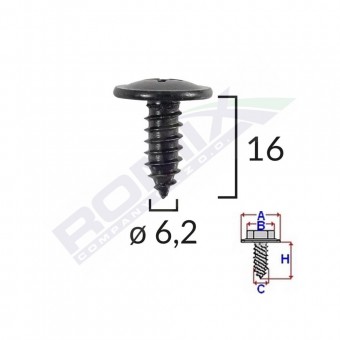 SURUB FIXARE ELEMENTE EXTERIOR PENTRU TOYOTA, KIA, HYUNDAI 6.2X16MM SET 10 BUC