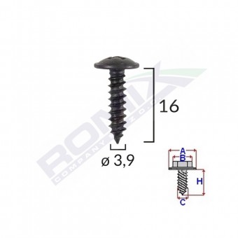 SURUB UNIVERSAL FIXARE NEGRU 3.9X16MM SET 25 BUC