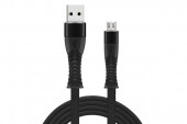 CABLU DATE INCARCARE FISH USB LA MICRO USB 1M 2.4A NEGRU