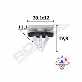 CLIPS FIXARE ELEMENTE EXTERIOR PENTRU FORD, OPEL, CHEVROLET 11.1X19.8X20.1MM GRI - SET 10 BUC